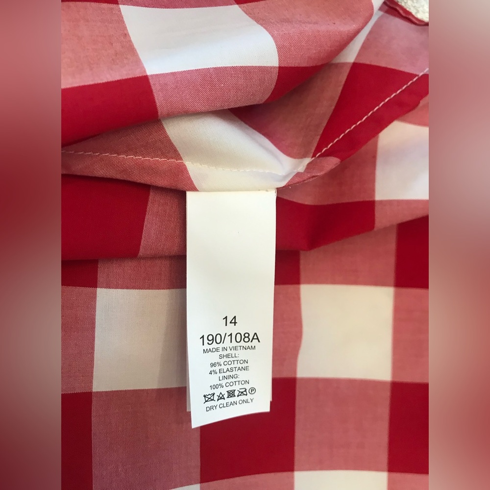 Kate Spade New York NWT Red and White Gingham Lava Falls Midi Dress Sz 14 - Picture 12 of 15
